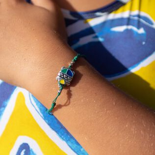String Enameled Turtle Bracelet - Vilebrequin x Gas Bijoux Emerald front worn view