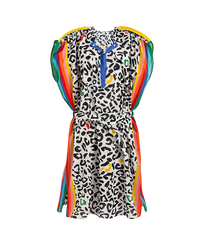 Leopard und Rainbow Cover-up für Damen – Vilebrequin x JCC+ – Limitierte Serie Weiss Vorderansicht