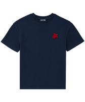 T-shirt en coton organique garçon brodé Bleu marine vue de face