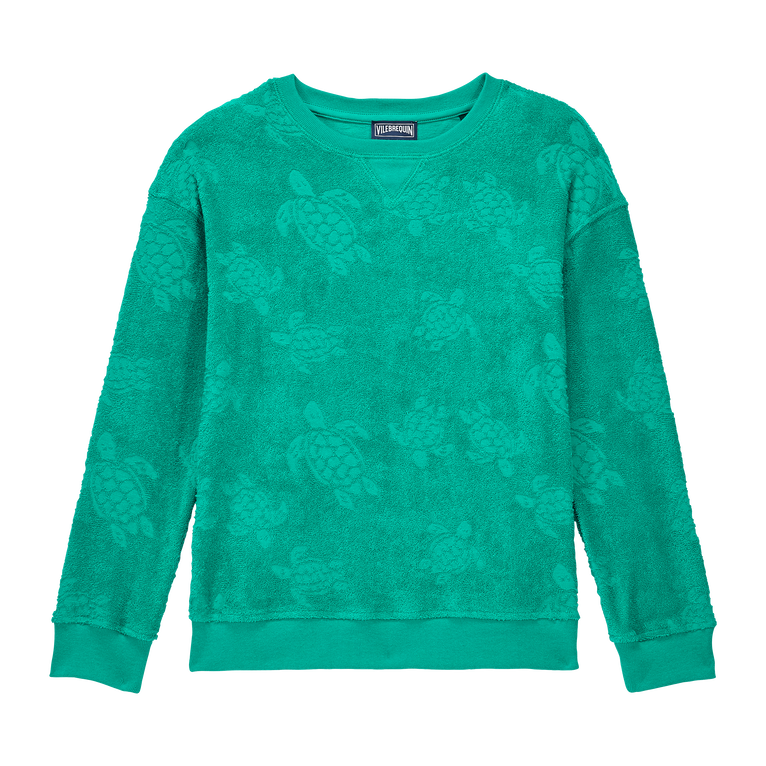 Sudadera De Felpa Con Cuello Redondo Y Estampado Rondes Des Tortues Para Niños - Sweatshirt - Geponge - Verde