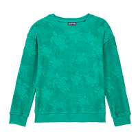 Rondes des Tortues Sweatshirt mit Rundhalsausschnitt aus Frottee für Kinder Tropezian green Vorderansicht