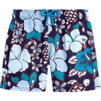 Boys Stretch Swim Trunks Tropical Turtles Midnight front view