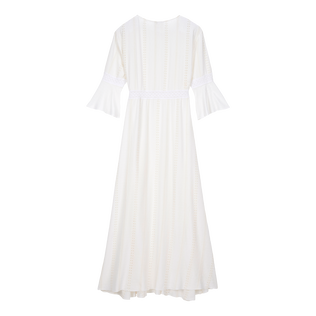 Women Dress Broderie Anglaise Chalk back view