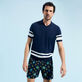 Men Cotton Bicolor Polo Navy details view 2
