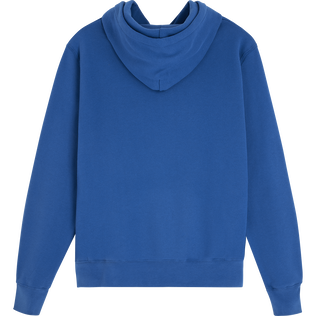 Sudadera con capucha de algodón de color liso para hombre Mar azul vista trasera