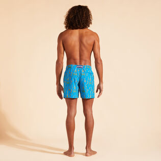 Men Swim Shorts Embroidered Poulpe Eiffel - Limited Edition Hawaii blue back worn view