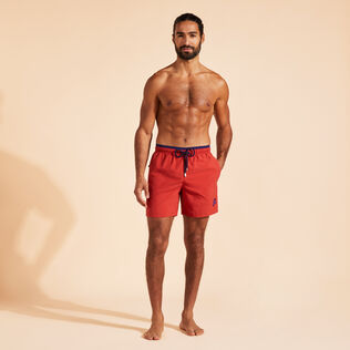 Men Swim Trunks Bicolor Brick front worn view