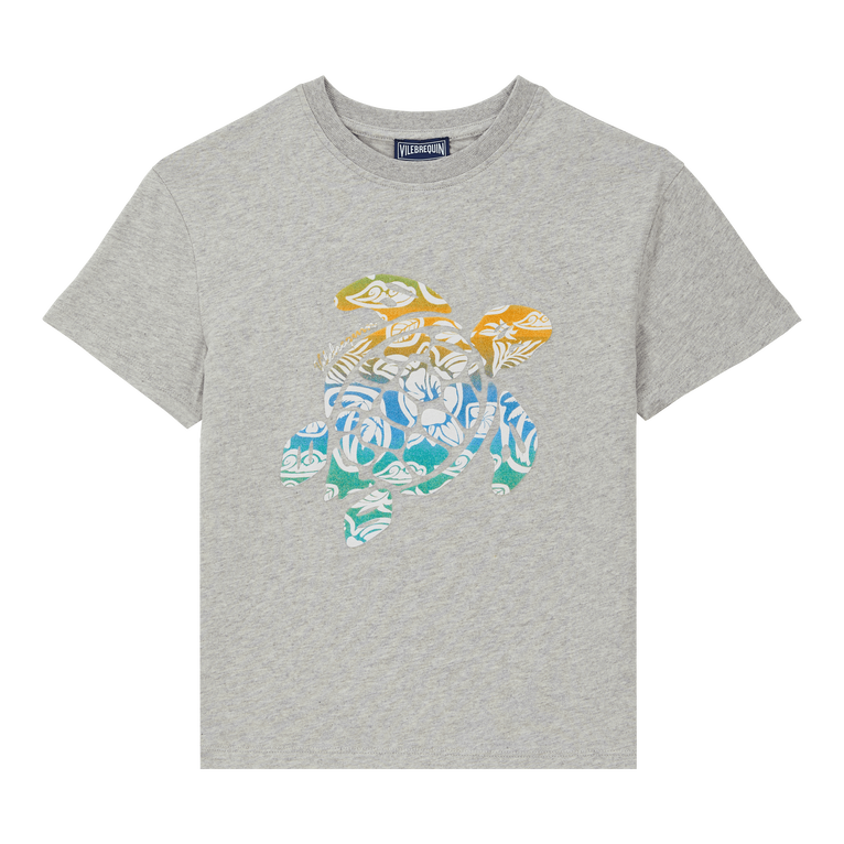 Boys Organic Cotton T-shirt Tahiti Turtles - Tee Shirt - Gabin - Grey - Size 14 - Vilebrequin