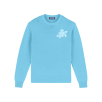 Men Wool and Cashmere Sweater Turtle Tropezian blue front view