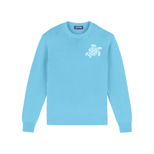 Men Wool and Cashmere Sweater Turtle Tropezian blue front view