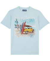 T-shirt uomo in cotone Surf and Mini Moke Azzurro cielo vista frontale