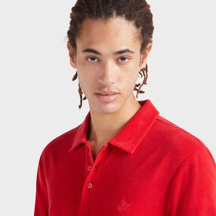 Polo en coton éponge organique homme uni Lipstick vue de détail 2