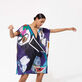 Women Cotton Voile Maxi Dress Envoûtement - Vilebrequin x Deux Femmes Noires Purple blue details view 2