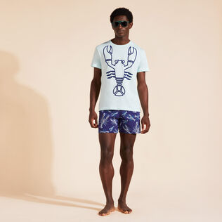 Camiseta de algodón orgánico para hombre con estampado Placed Flocked Lobster Thalassa detalles vista 1