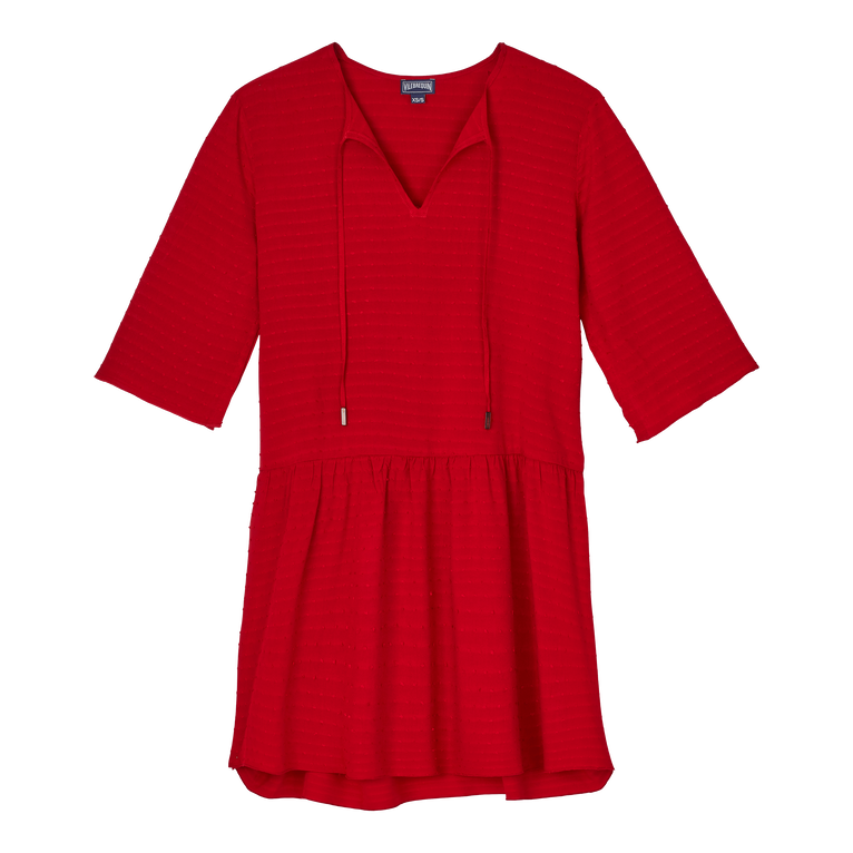 Women Short Dress Plumetis - Loom - Red - Vilebrequin