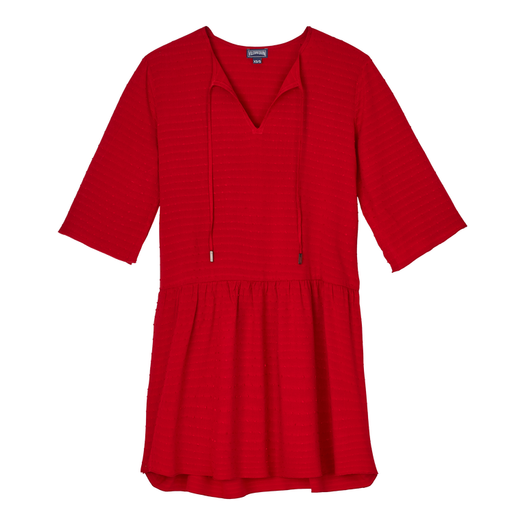 Vestido Corto Con Estampado Plumetis Para Mujer - Vestido - Loom - Rojo
