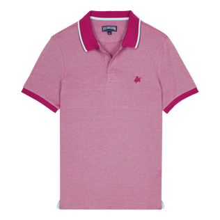 Men Cotton Changing Color Pique Polo Shirt Crimson purple 正面图