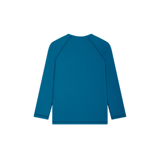 Boys Long Sleeves Rashguard Solid Peacock back view