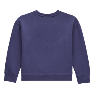 Sweatshirt col rond fille multicolore broderie placée Turtle Bleu marine vue de dos