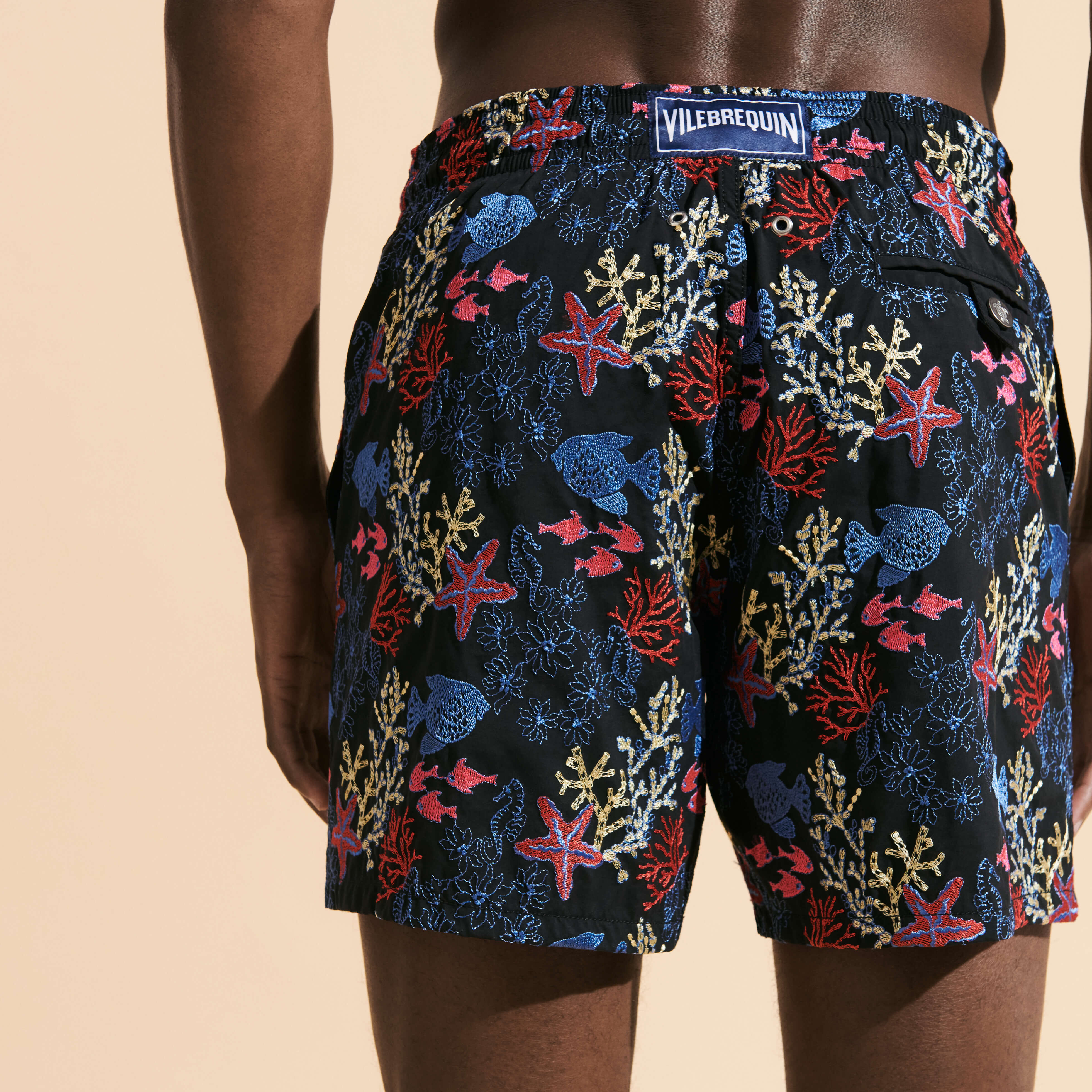 Men Embroidered Swim Trunks Fond Marins | Vilebrequin