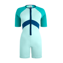 Dreifarbiger kurzer Rashguard-Badeanzug für Damen Blue note Vorderansicht