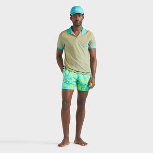 Men Ultra-light and packable Flocked Swim Shorts Tropical Turtle Disco green details view 1