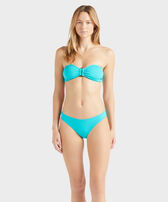 Women Bikini Bottom Solid Disco green front worn view