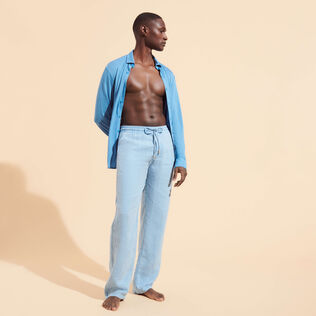 Men Linen Pants Solid Mineral Dye