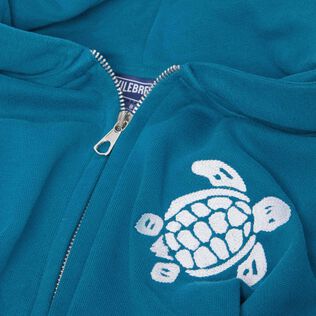 Sweat en coton organique à fermeture éclair garçon tortue brodée Paon vue de détail 4