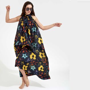 女士 Blurred 真丝连衣裙 Navy 正面穿戴视图