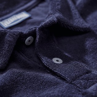 Solid Polohemd aus Frottee für Jungen Marineblau Details Ansicht 1