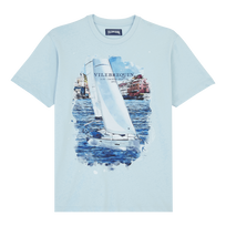 男士 White Sailing Boat 棉质 T 恤 Sky blue 正面图