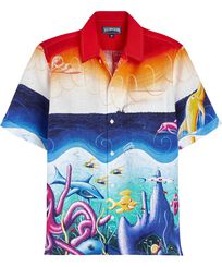 男士 Mareviva 亚麻保龄球衫 - Vilebrequin x Kenny Scharf Multicolor 正面图