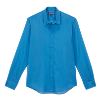 Camicia unisex leggera in voile di cotone tinta unita Calanque vista frontale