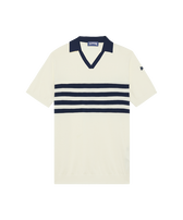 男士双色条纹棉质 Polo 衫 Off white 正面图