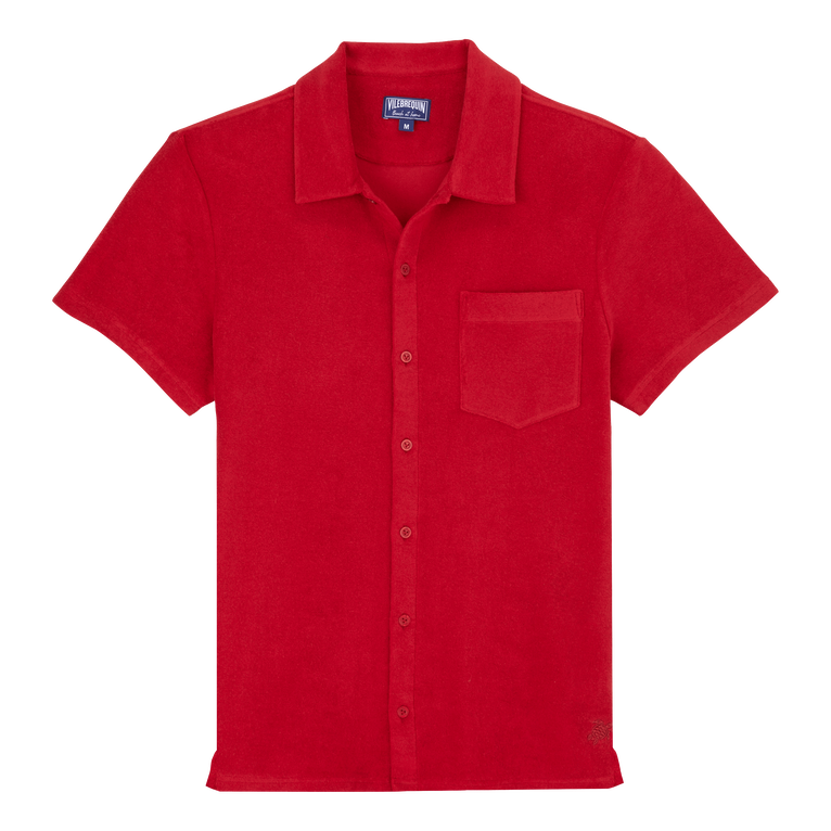 Solid Unisex-bowling-hemd Aus Baumwolle - Charli - Rot - Größe S - Vilebrequin