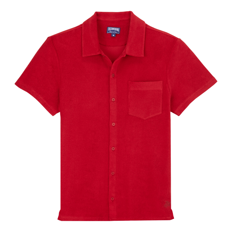 Unisex Terry Bowling Shirt Solid - Shirt - Charli - Red - Size XXXL - Vilebrequin