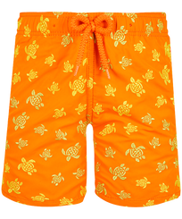 Boys Others Embroidered - Boys Swim Trunks Embroidered Micro Ronde Des Tortues - Limited Edition, Apricot front view