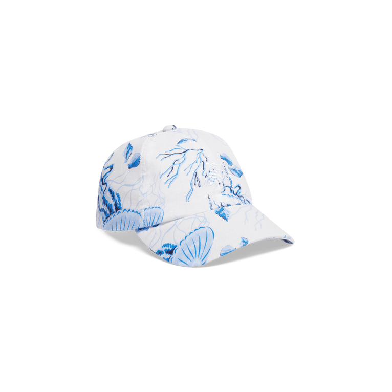 Vilebrequin Men Linen Cap Medusa And Shells - Camo - White - Size OSFA