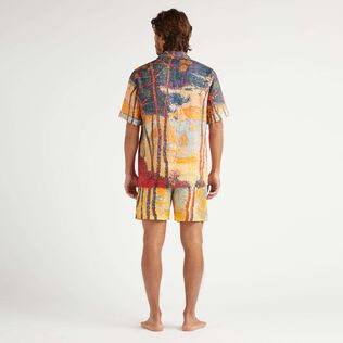 Camisa de bolos en lino con estampado Voile et Pins para hombre Maiz vista trasera desgastada
