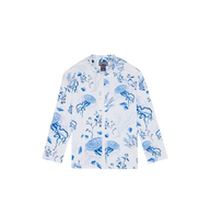 Girls Zipped Long Sleeves Rashguard Medusa and Shells White 正面图