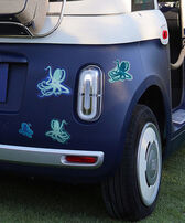 Autocollants voiture inspiration vie marine - Vilebrequin x Fiat Vert disco vue portée de face