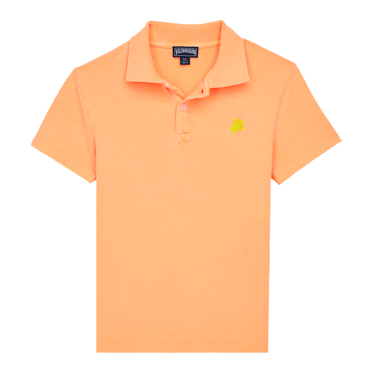 Boys Tencel Cotton Polo Solid - Polo - Gemini - Orange - Size 10 - Vilebrequin