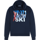 Felpa uomo in cotone con cappuccio VBQ71 Ski Blu marine vista frontale
