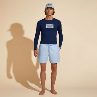 Men Long Sleeves Rashguard Solid - Vilebrequin x Highsnobiety Press blue details view 1