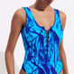 Women One-piece Swimsuit Les Draps Froissés Neptune blue details view 2