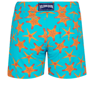 Starfish Dance Stretch-Badeshorts mit flachem Bund für Herren Curacao Rückansicht