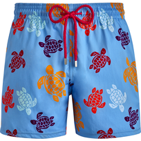 Men Stretch Swim Trunks Tortues Multicolores Flax flower front view