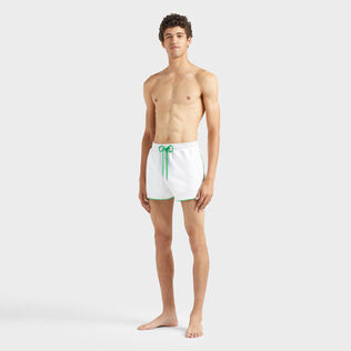 Men Organic Cotton Bermuda Shorts VBQ Line White front worn view