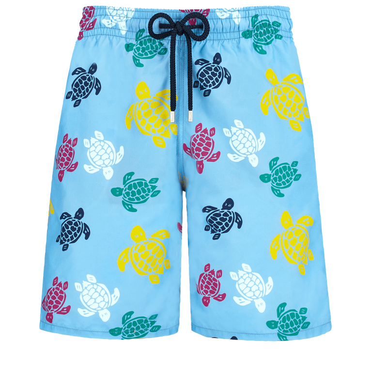 Men Long Swim Shorts Ronde Des Tortues Multicolores - Okoa - Blue - Size S - Vilebrequin
